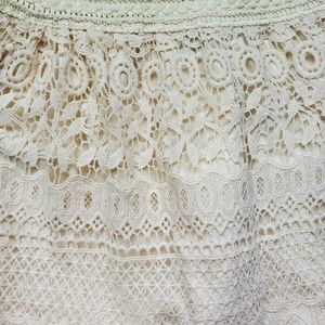 Cream Lace High Waist Pencil Skirt